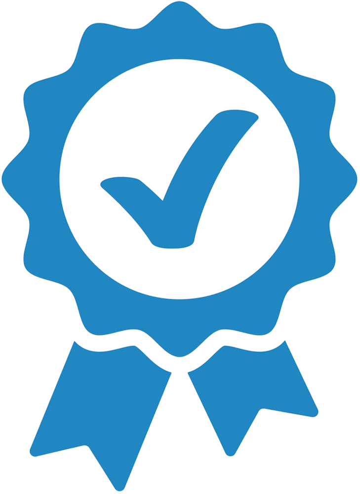 Approved, accept or certified icon medal with ribbons and check mark